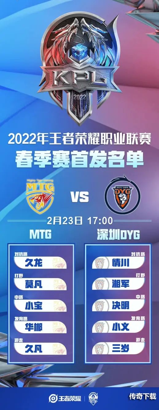 2022KPL春季赛2月23日首发名单 王者荣耀2022LPL春季赛2月23日对战表